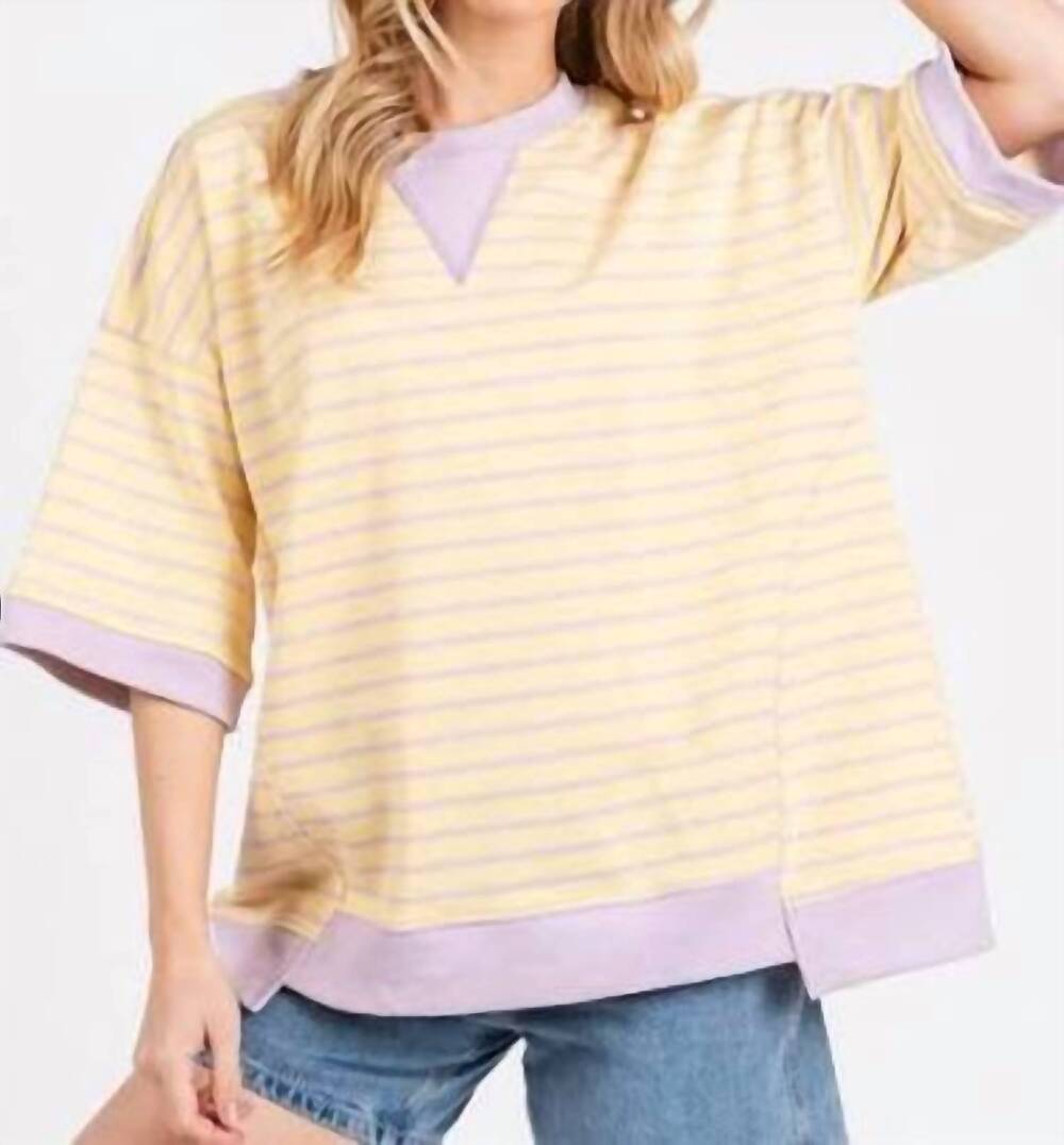 NEW HAPTICS terry oversized top in yellow/lilac